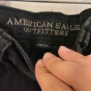 American Eagle Black Denim High Waisted Stretch Shorts